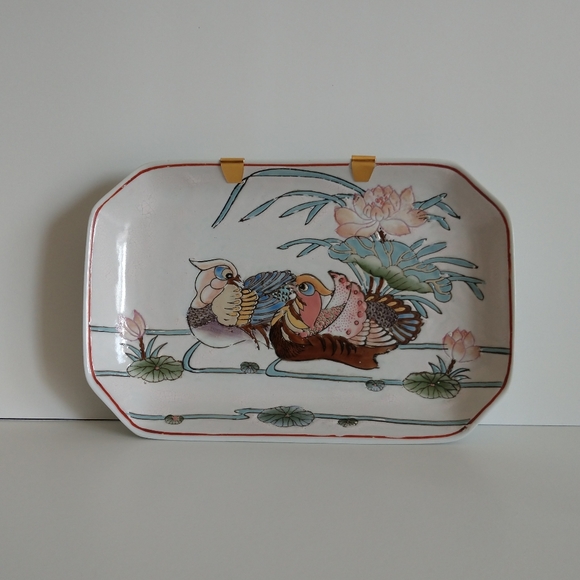 !! SOLD !! Qianlong Mark Chinese Dish Tray Mandarin Ducks - Picture 2 of 12